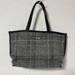 grove グローブ チェック柄 小ぶりトートバッグ リボン付き