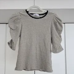 Discoat ボーダー パフスリーブ 半袖Tシャツ フリーサイズ