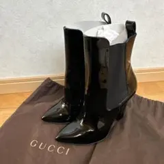 GUCCI　グッチ　エナメル　サイドゴアブーツ　37