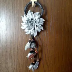 ハンドメイド シルバー 花モチーフ ストラップ