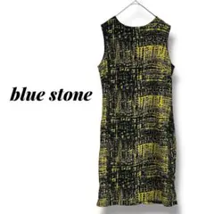 【ブルーストーン】ノースリーブ　ワンピース　膝丈　総柄　Aライン　ファスナー