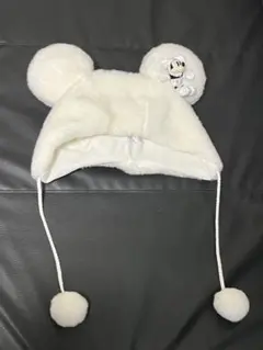 ミッキー耳付きホワイト帽子