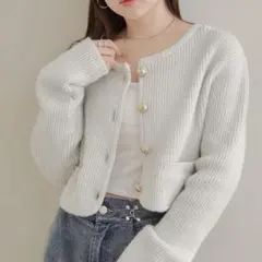 Chico ラメジャケットショートカーディガン アイボリー