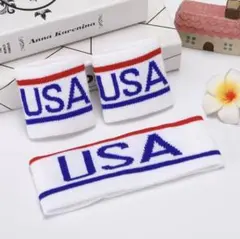 ヘアバンド　リストバンド　3点セット　男女兼用　スポーツ　ダンス　ヘアアクセ