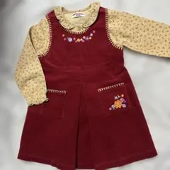 レトロ　美品♡ミキハウス♡コーデュロイワンピース　ブラウスセット♡100