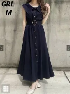 GRL ビッグカラーロングワンピース