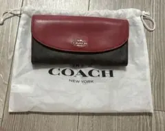 COACH長財布 - シグネチャー柄 × レッド