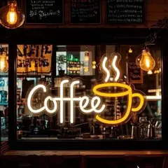 光る看板【ネオン祭り 最安値 在庫限りショップコーヒー LEDネオンサイン管eのサムネイル