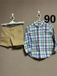 美品 90 ラルフローレン 長袖 シャツ ハーフパンツ 男の子