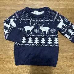 H&M ノルディック柄 ニットセーター 6M ネイビー