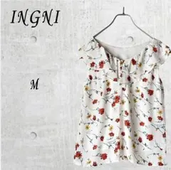 【INGNI】 花柄 ノースリーブ ブラウス ホワイト M