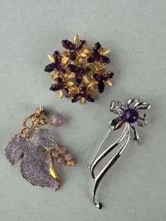 ヴィンテージ　ブローチ　シルバー　アクセサリー　３つまとめ