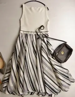 セルフォード CELFORD ミラノリブニット×異素材ドッキングワンピース