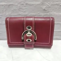 ☆良品☆COACH 折り財布 レザー ボルドー系 レディース コーチ