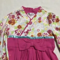 【着用1回】ベビー 袴ロンパース 女の子 70 80 ピンク袴にラメ