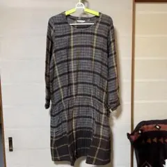 SM2 チェック柄 長袖ワンピース ブラウン系