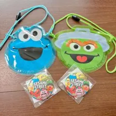 セサミストリート パスケース＆缶バッジセット クッキーモンスター オスカー