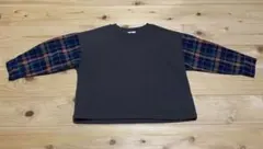 &yam アンドヤム　袖チェック裏起毛トレーナー　110