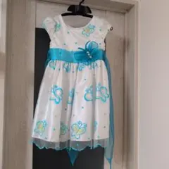 ピアノ発表会、蝶の刺繍リボン付きドレス 120〜130cm位