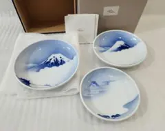 深川製磁　富士三景　祝皿　三つ組 皿　浅鉢　箱入未使用のサムネイル