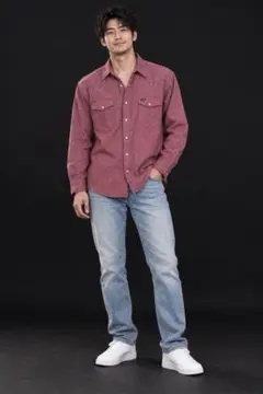 Wrangler ウエスタンシャツ XXL 赤 シャンブレー ビッグサイズ