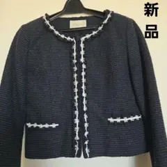 [新品]THEORIA ネイビー ノーカラージャケット M　春物ジャケット