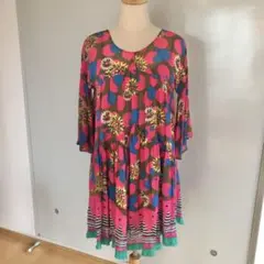 スナオクワハラ　シルク　総柄　ワンピース