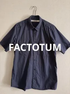 美品‼︎ ドット柄 FACTOTUM半袖シャツ 日本製　ネイビー　水玉のサムネイル