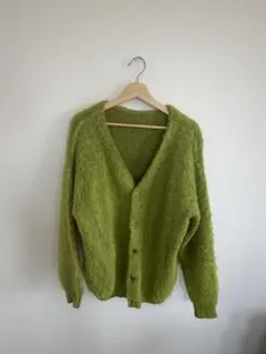 ADAM ET ROPE モヘアカーディガン オリーブ ふわふわ 起毛 ニット 