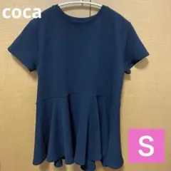 coca エンボス　半袖　チュニック　Tシャツ　黒　Sサイズ　ペプラム