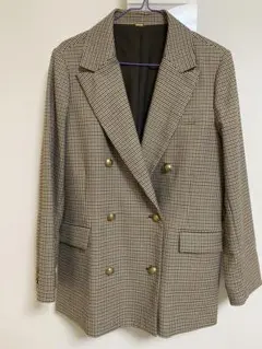 ミラオーウェン 金釦2サイズチェックダブルブレザージャケット