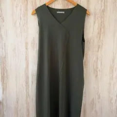 DouDou オリーブグリーン ノースリーブ ロングワンピース