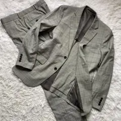 GU ジーユー グレンチェック スーツ セットアップ ビジネス 2つ釦 M L