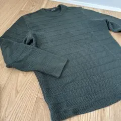 ダークグリーン ダイヤモンド編み 長袖ニット