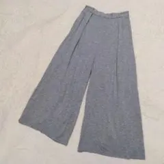 GU カジュアル ワイド パンツ グレー レーヨン混