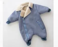 ベビー服厚手カジュアルロンパースブルー