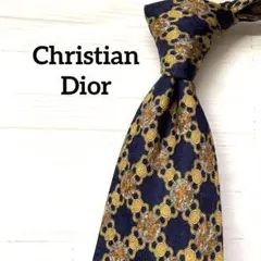 クリスチャンディオール　ネクタイ　ネイビー　ゴールド　チェーン