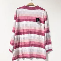 welldoneボーダー長袖ニット　春ニット　ゆったりサイズ