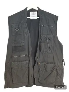 ブラック ミリタリーベスト 多機能ポケット付き