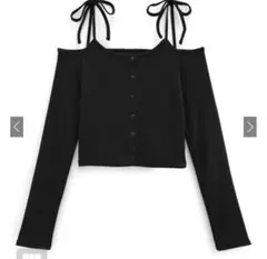 GRL ショルダーリボンオフショルテレコリブトップス[dk1263]