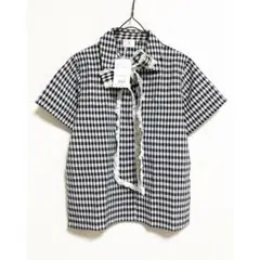 merry jenny 新品 ブラック ギンガムフリルボウタイブラウス