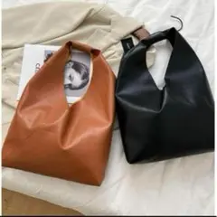 トートバッグ✨️エコバッグ 黒 肩掛け オシャレトート　PUレザー　買い物袋