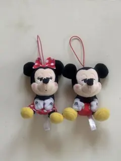 レア】ディズニー ウエスタン ミッキー＆ミニー ぬいぐるみ ストラップ