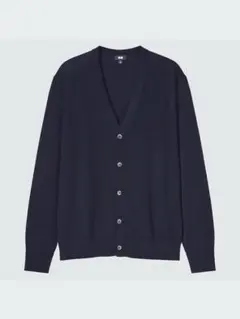 エクストラファインメリノ Vネックカーディガン（長袖）S ネイビー