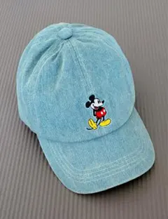 美品 ディズニー ミッキー刺繍 デニム ファンキャップ