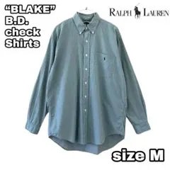 古着90年代 ポロ ラルフローレン長袖チェックシャツ ブレイク グリーン ブルー