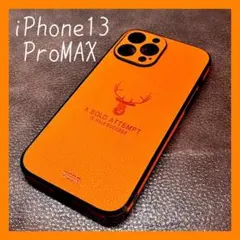 199　セール！iPhone13ProMax　スマホケース　オレンジ　鹿