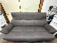 ソファーベッド グレー 小テーブル付き レザーファブリック ソファ