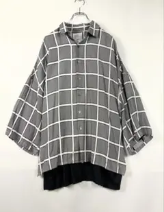 【希少】 SHAREEF シャリーフ ビッグシルエット 7部袖チェックシャツのサムネイル
