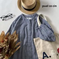 c419＊ ルグラジック バンドカラー ラミーリネン シアーシャツ